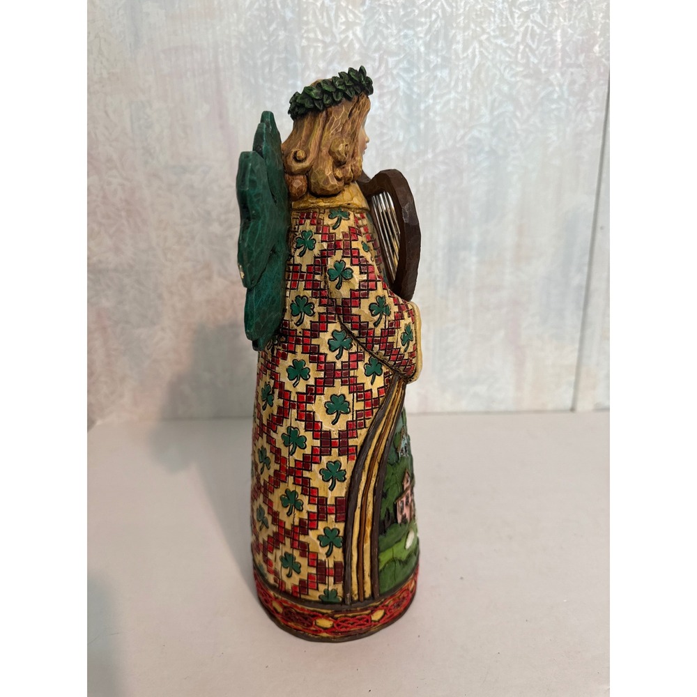Jim Shore Heartwood Creek Irish Angel Figurine Harp Shamrock Wings 12 Inch - Picture 4 of 7